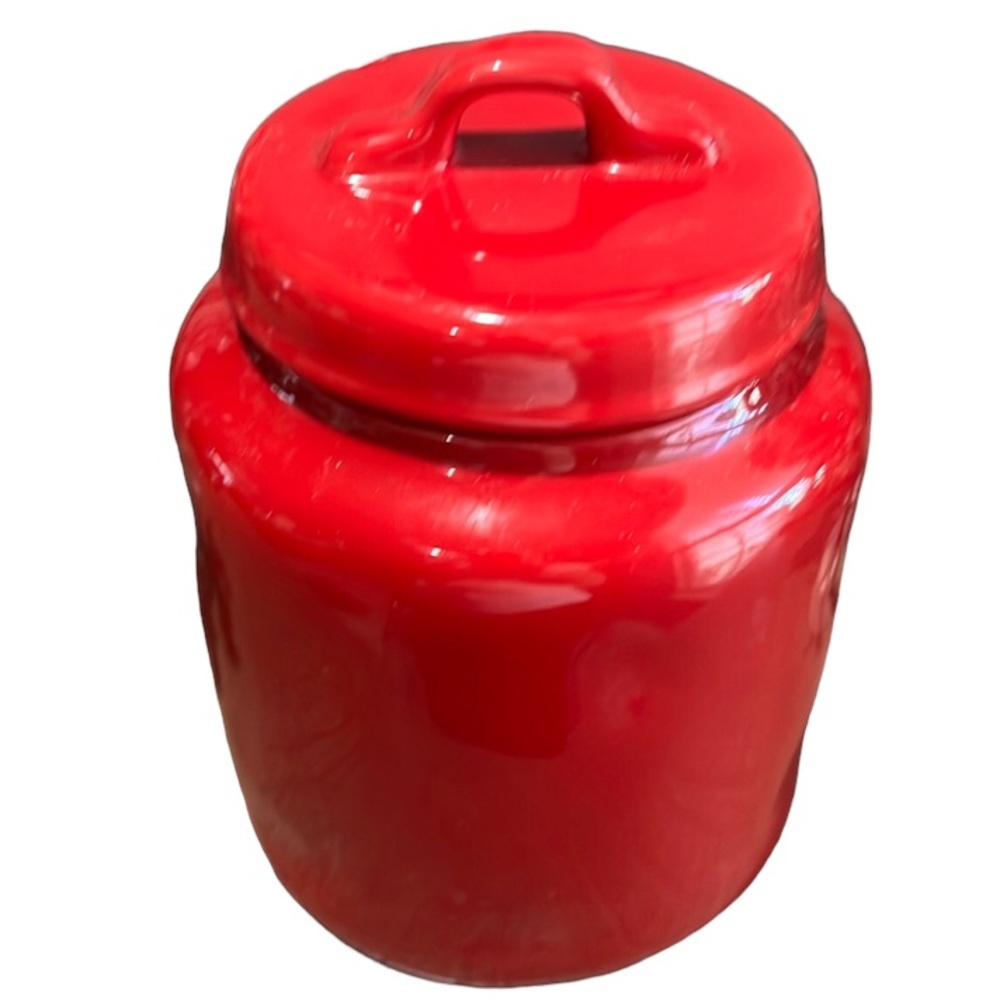 Rae Dunn Jingle Bells Christmas chubby canister cookie jar - Picture 3 of 8